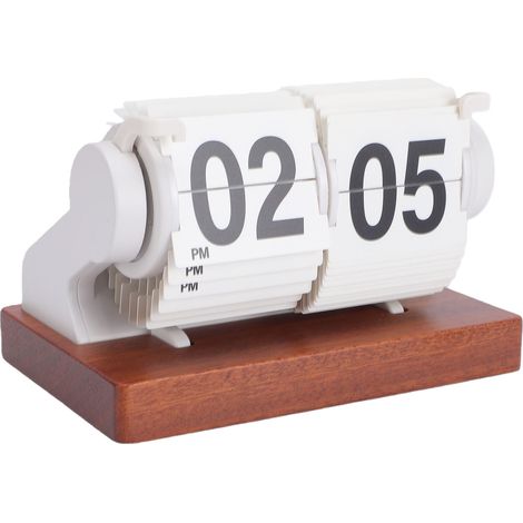 Horloge de bureau à affichage rétro vintage, mécanique, automatique, grands chiffres, à piles, blanche, idéale pour la maison, le bureau ou l'hôtel. (1/5)