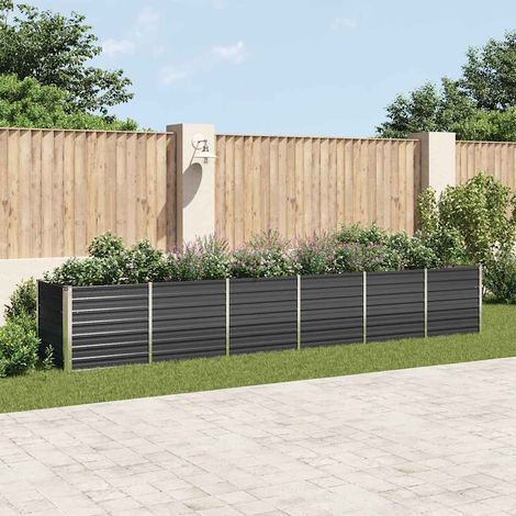 vidaXL Arriate de jardín de acero galvanizado antracita 480x80x77 cm (1/5)