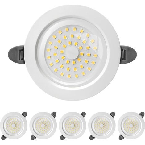 LED Recessed Spotlight, IP44 Indoor LED Downlight, 28mm Extra Flat Recessed Spotlight, 9W 900 Lumens Equivalent to 90W Incandescent, Cool White 6000K, for Bathroom, Living Room, Kitchen, Pack of 6