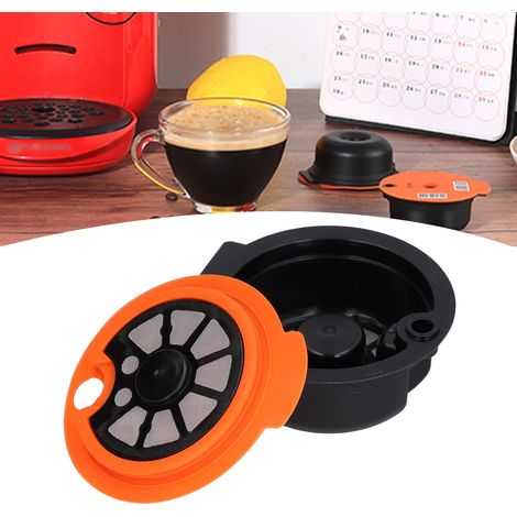 Capsule de café réutilisable, filtre à café, tasse avec cuillère à brosse, accessoires de café pour la maison, le bureau, orange, 180 ml (1/5)