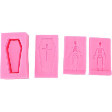 Halloween Silicone Mold 3D Coffin Skeleton Shape Nonstick Durable High Temperature Resistance Halloween Cake Molds (1/5)