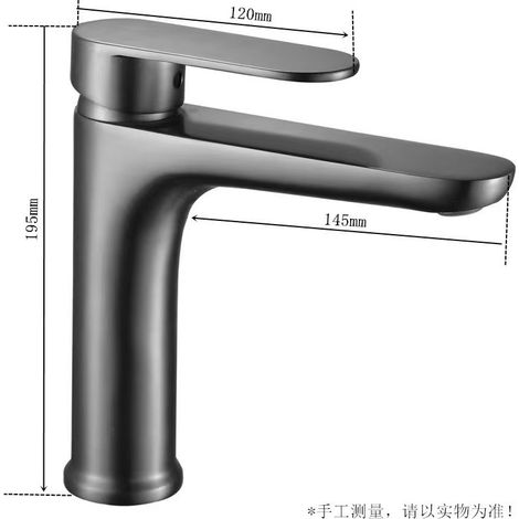 All-copper gunmetal gray washbasin faucet, hot and cold water faucet, hotel/guesthouse/home bathroom under-counter basin single-hole faucet -- Gunmetal Gray for good luck