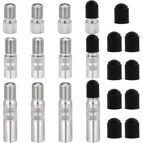 Lot de 12 extensions de valve en cuivre étamé avec bouchons de roues pour voiture, camion, caravane, van (19, 27, 39 mm) (1/5)