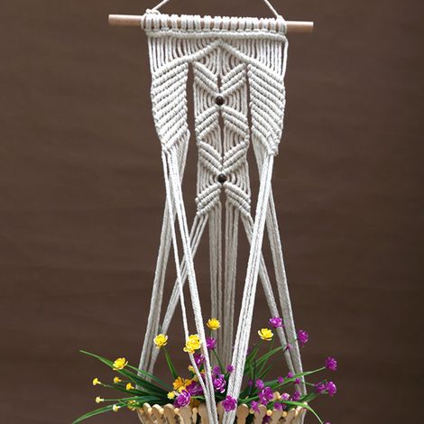 Blumenampel im Boho-Stil mit Quasten, handgewebtes Baumwollseil, Wanddekoration (1/5)