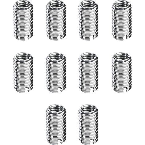 Lntyq 10 Stück M8/M10-Gewindeeinsatz, selbstschneidender Gewindeeinsatz, Einschraubmuttern M8 x 1,25 mm Innengewinde, M10 x 1,5 mm Außengewinde, 12 mm lang, Gewindereparaturset für die Hardware-Wartun (1/5)