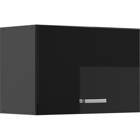 Elément haut de cuisine R-Line, Noir Haute brillance, 60 cm Plat, Vicco