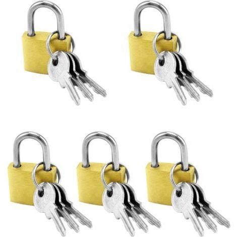 5Pcs Mini Cadenas Clé, petits cadenas en Laiton, pour Valises, Casiers, Bagages, Sacs de Voyage Sac à Dos, 20 mm