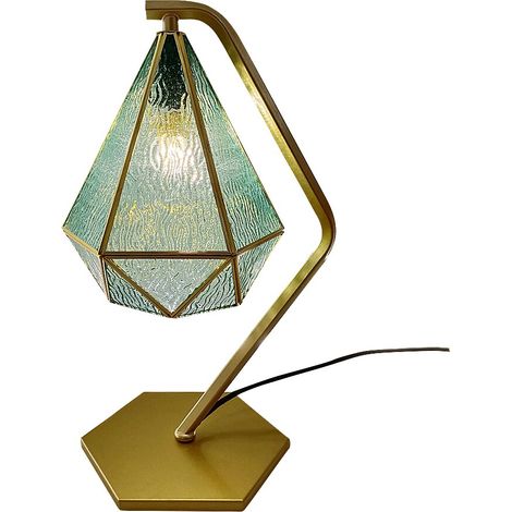 Lampe à poser vintage verre bleu doré E14 Norah Rabalux (1/4)