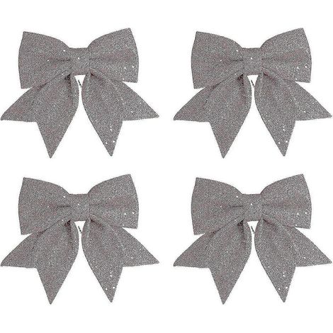 Lot De 4 Nœuds Décoratifs Pour Sapin De Noël, Ornements Nœuds Papillon, Boules À Suspendre Pour Fête De Noël (1/2)