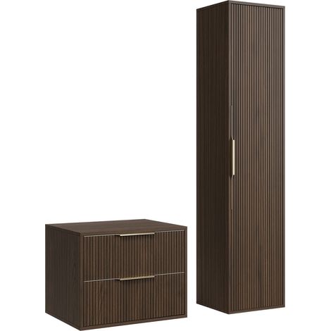 Mobile sottolavabo Rimini 60 cm – Noce marrone –  Mobili da bagno con colonna
