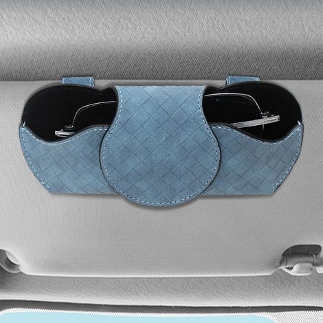 Un set composto da 2 portaocchiali da sole per alette parasole auto, organizer, custodia per occhiali, custodia in pelle con clip e accessori per alette parasole. (1/5)