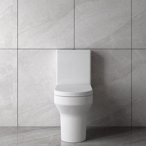 Close Coupled Toilet Rimless Soft Close Seat Ceramic Gloss White Bathroom WC Pan (1/5)