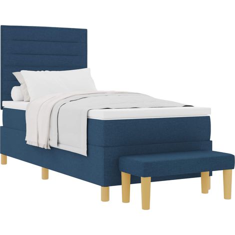 Lit simple,Lit à ressorts avec matelas Bleu 80 x 200 cm tissu
