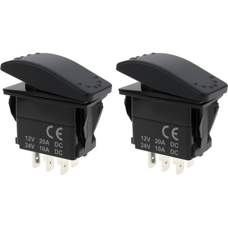 Waterproof Rocker Switch 2X 6 Pin 3 Position 12V 20A DPDT on-Off-on for Outdoor Boat (1/5)