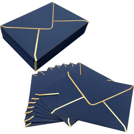50 pièces - Enveloppes d'invitation - Invitations professionnelles - Enveloppes - Enveloppes de luxe - Enveloppes pour mariages, remises de diplômes et autres envois - 12,5 x 16,5 cm - Bleu (1/3)