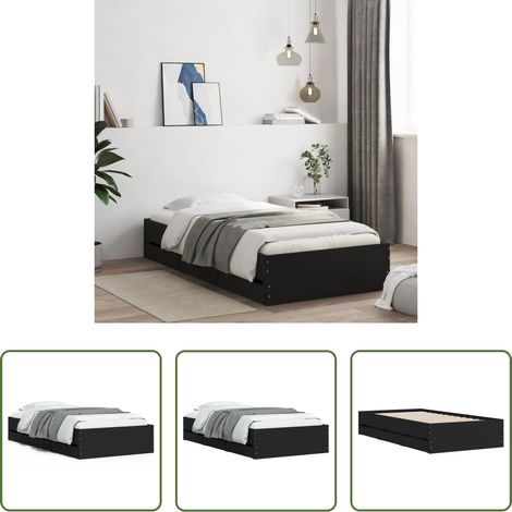Schubladen - Bettgestell mit Schubladen Schwarz 100x200 cm Holzwerkstoff (1/5)