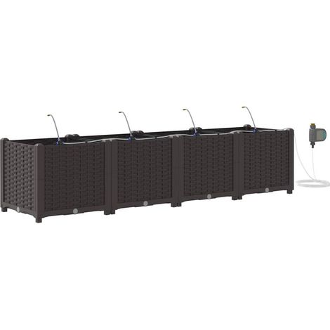 Maison Exclusive - Vaso da giardino 4 pcs Marrone 160 x 40 x 37,5 cm Plastica
