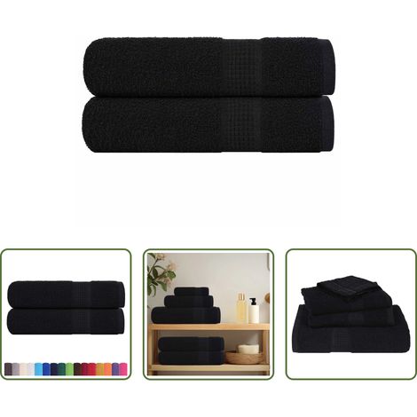 Baumwollhandtuch - Duschtücher FROGN 2 Stk. Schwarz 70x140 cm 360 g/m² (1/5)