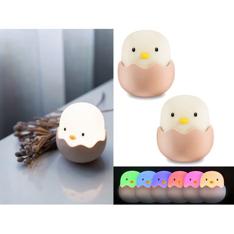 2er Set LED Nachtlichter, per USB aufladbar, dimmbar, 7 Lichtfarben - Höhe 12cm (1/5)