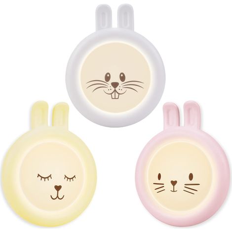 Veilleuse Enfant Lapin sur Prise Électrique, Lot de 3 Capteur Crépusculaire, Chambre, Couloir, Toilettes, Entrée (1/5)