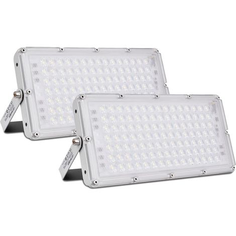 2 Pièces Projecteur Extérieur LED 100W 10000LM 6500K Blanc Froid - Lampe de Sécurité Imperméable IP65 - Idéal pour Jardin, Garage, Couloir, Terrasse
