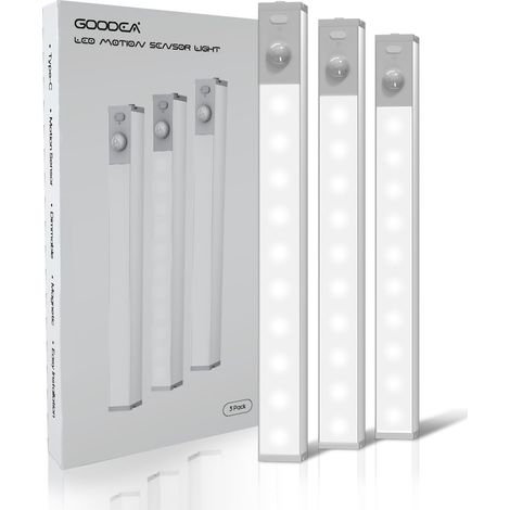 Wireless Rechargeable LED Closet Light, 18 cm, 3 x Motion Sensor LED Light for Laundry Cabinet, Book Shelf, Stairs, Corridor, Camping Car, 8000K Motion Sensor Wardrobe Light Strip for Laundry Cabinet (1/5)