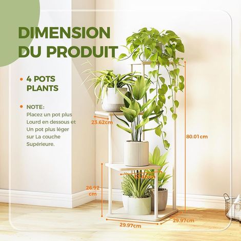 Support Plantes Intérieur 4 Niveaux Blanc, Porte Plante Intérieur En Métal Pour Plusieurs Plantes, Étagère Plante D'Angle, Porte Plante Extérieur Pour Balcon, Jardin, Salon (Blanc). (1/5)