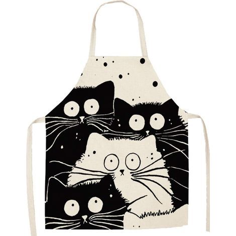CCYKXA Kitchen Apron for Women and Men Cat Pattern Fashion Aprons Unisex Cute Cartoon BBQ Apron