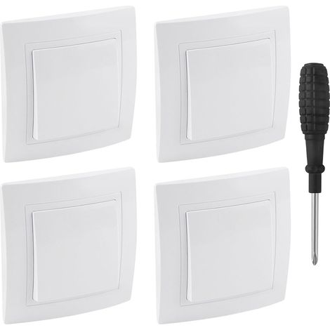 4 Pièces Interrupteur va et Vient Interrupteur Mural Interrupteurs  Encastrable 10 A 250 V Bouton Interrupteurs Simple Interrupteur Extra Plat pour Escalier Couloir Chambre à Coucher (Blanc) (1/5)