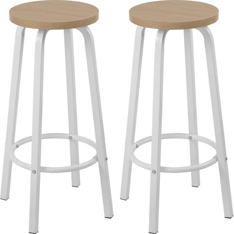 Woltu – Lot de 2 tabourets de bar bistrot – Siège en MDF résistant aux rayures – Structure en métal – Hauteur 72 cm – Chêne clair