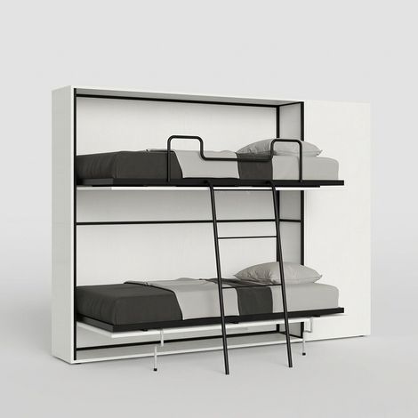 Modernes weißes ausziehbares Doppelstockbett mit Kleiderschrank Kando H (1/5)