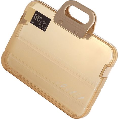 Pochette de rangement documents A4 imperméable anti-poussière, grande capacité, portable pour bureau et école, couleur kaki, classeur polyvalent. (1/5)