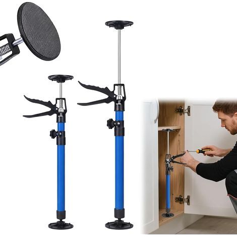 Lot de 2 supports de plafond Support de montage à une main Support télescopique : 50-115 cm Tendeur d'armoire avec rotation à 360 ° Charge maximale 50 kg pour plaques de plafond Montage de (1/5)