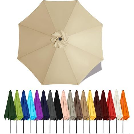 1 - Toile De Parasol - Auvent De Remplacement - Protection UV 95% Et Imperméable - Pour Jardin Terrasse Plage - Beige - 300cm - 8 Baleines (1/5)