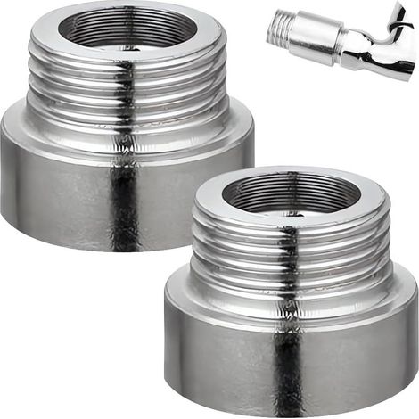 Lot de 2 rallonges de robinet 3/4" x 10 mm, 3/4" IG x 3/4" AG DN20, rallonge filetée DN20, raccord d'extension en acier inoxydable 10 mm, rallonge de raccordement pour installation de chauffage et (1/5)