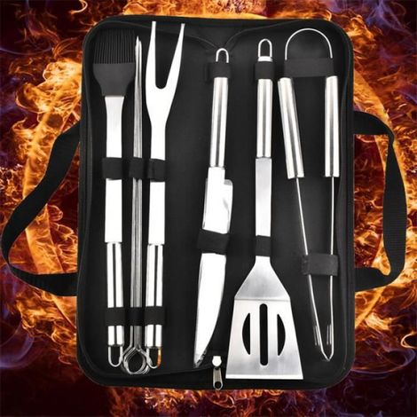 Kit Barbecue - Ensemble D'outils Barbecue En Acier Inoxydable - Pour Grillades Extérieures - 9 Pièces (1/4)