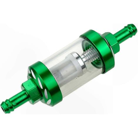Filtre à carburant transparent en ligne pour motos, filtre à essence détachable en aluminium (vert) (1/4)