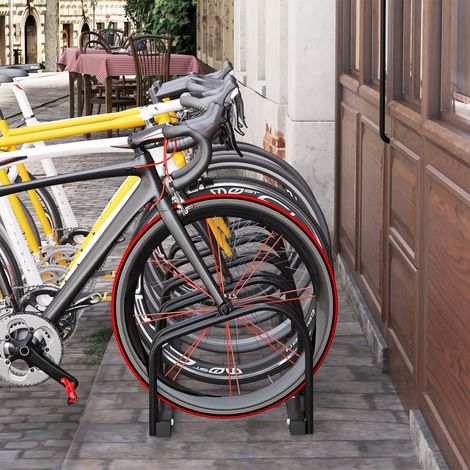 Portabicicletas para 5 bicicletas, soporte para bicicletas con neumáticos de 65 mm, dimensiones 145 cm de largo x 33 cm de ancho x 27 cm de alto, acero negro.