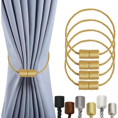 4 magnetische Clips Vorhangbefestigungshalter Vorhangbinder verdicktes Stahlkabel (Gold)