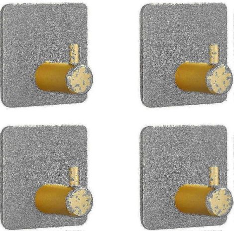 Filiyano-Lot de 4 crochets muraux autocollants dorés, sans perçage, pour accrocher des tableaux. En aluminium sablé, ils sont résistants à la (1/5)