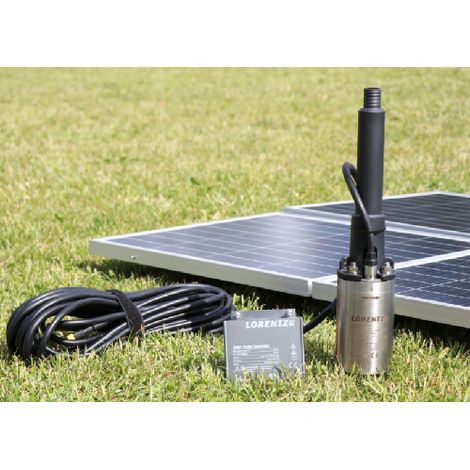 Pompe immergée 30M – Débit 5m3/jour – Alimentation solaire sans batterie – Corps avec 15M de câble hydrofuge – Lorentz