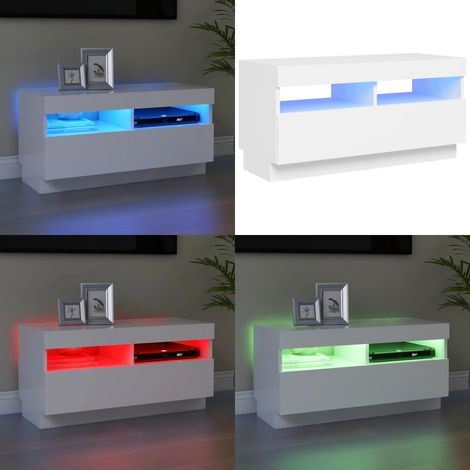 TV-Schrank mit LED-Leuchten Weiß 80x35x40 cm - TV Schrank - Holzwerkstoff Möbel - Weißer TV Stand - LED Beleuchtung - Wohnzimmer Dekoration - Home & Living (1/5)