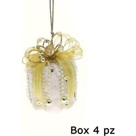 4 sacchetti per albero di natale - colore oro/crema - addobbi natalizi decorazioni