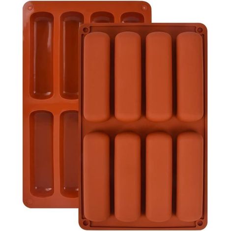 Un ensemble comprenant deux moules en silicone à 8 cavités idéal pour réaliser des barres chocolatées et bien plus encore (1/4)