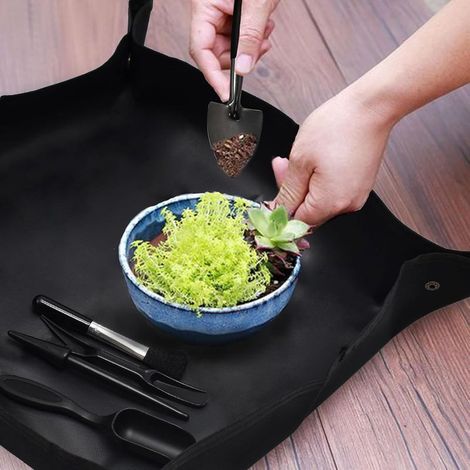 17-teiliges Mini-Gartenwerkzeugset mit faltbarer Pflanzmatte, Sukkulentenwerkzeugen und Bonsai-Werkzeugset inklusive Tragetasche für den Innen- und Außenbereich