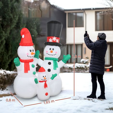 Famille de bonhommes de neige gonflables, décoration de Noël de 1,8 m avec éclairage LED pour une utilisation intérieure et extérieure (1/5)