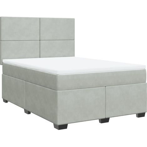 Maison Exclusive - Giroletto a Molle con Materasso Grigio Chiaro 140x200cm Velluto (1/5)