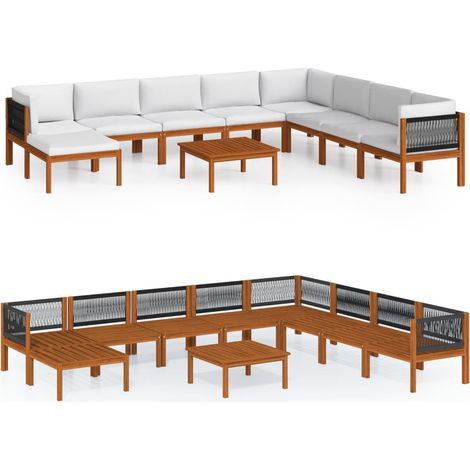 Maison Exclusive - 9-tlg. Garten-Lounge-Set mit Kissen Cremefarbe