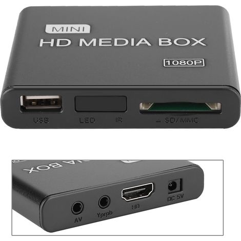K8 Lecteur Vidéo Réseau Mini 1080P, Lecteur Multimédia HDMI avec Décodeur, Compatible Disque Dur, Alimentation 100-240V EU (1/5)
