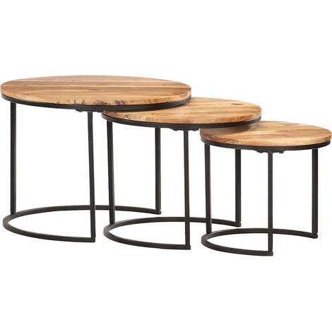 vidaXL Tables gigognes 3 pcs Bois d'acacia massif (1/5)